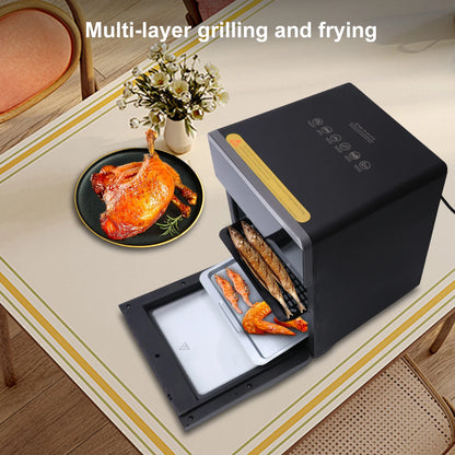 Forno friggitrice ad aria da 16 litri, 1800 W con circolazione dell'aria calda a 360°, touchscreen digitale per cottura senza olio, formato famiglia