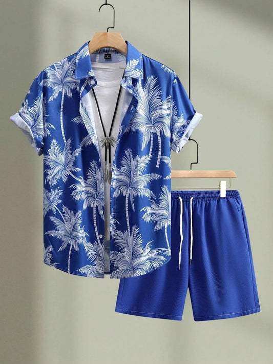Completo uomo 2024 con stampa patchwork, risvolto, maniche corte, camicia casual, pantaloncini da spiaggia, abbigliamento streetwear estivo, vacanze, completo hawaiano, taglie S-5XL.