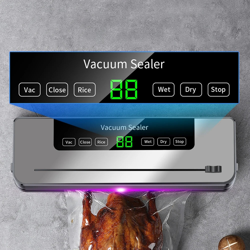 Macchina per sottovuoto alimentare da 220 V, 5 modalità, sigillatrice sottovuoto automatica per alimenti asciutti e umidi con 10 sacchetti, cucina domestica, conservazione degli alimenti