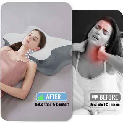 Cuscino rinfrescante in memory foam, supporto ergonomico per il collo per chi dorme su un fianco, sulla schiena o a pancia in giù, fodera lavabile in seta ghiaccio - Regalo per i genitori
