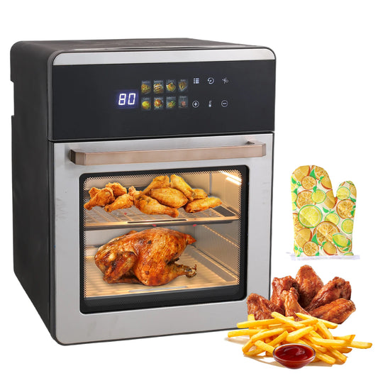 Forno friggitrice ad aria da 16 litri, 1800 W con circolazione dell'aria calda a 360°, touchscreen digitale per cottura senza olio, formato famiglia