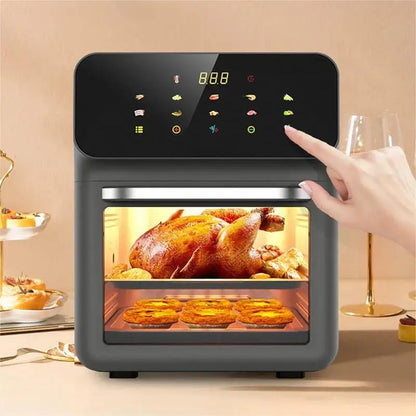 Friggitrice ad aria elettrica di grande capacità da 10 litri, automatica, senza olio, per uso domestico e da cucina, forno a convezione a 360°, friggitrice senza olio