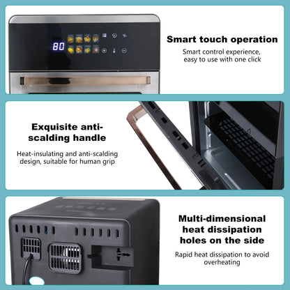 Forno friggitrice ad aria da 16 litri, 1800 W con circolazione dell'aria calda a 360°, touchscreen digitale per cottura senza olio, formato famiglia