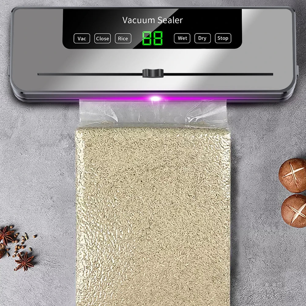 Macchina per sottovuoto alimentare da 220 V, 5 modalità, sigillatrice sottovuoto automatica per alimenti asciutti e umidi con 10 sacchetti, cucina domestica, conservazione degli alimenti