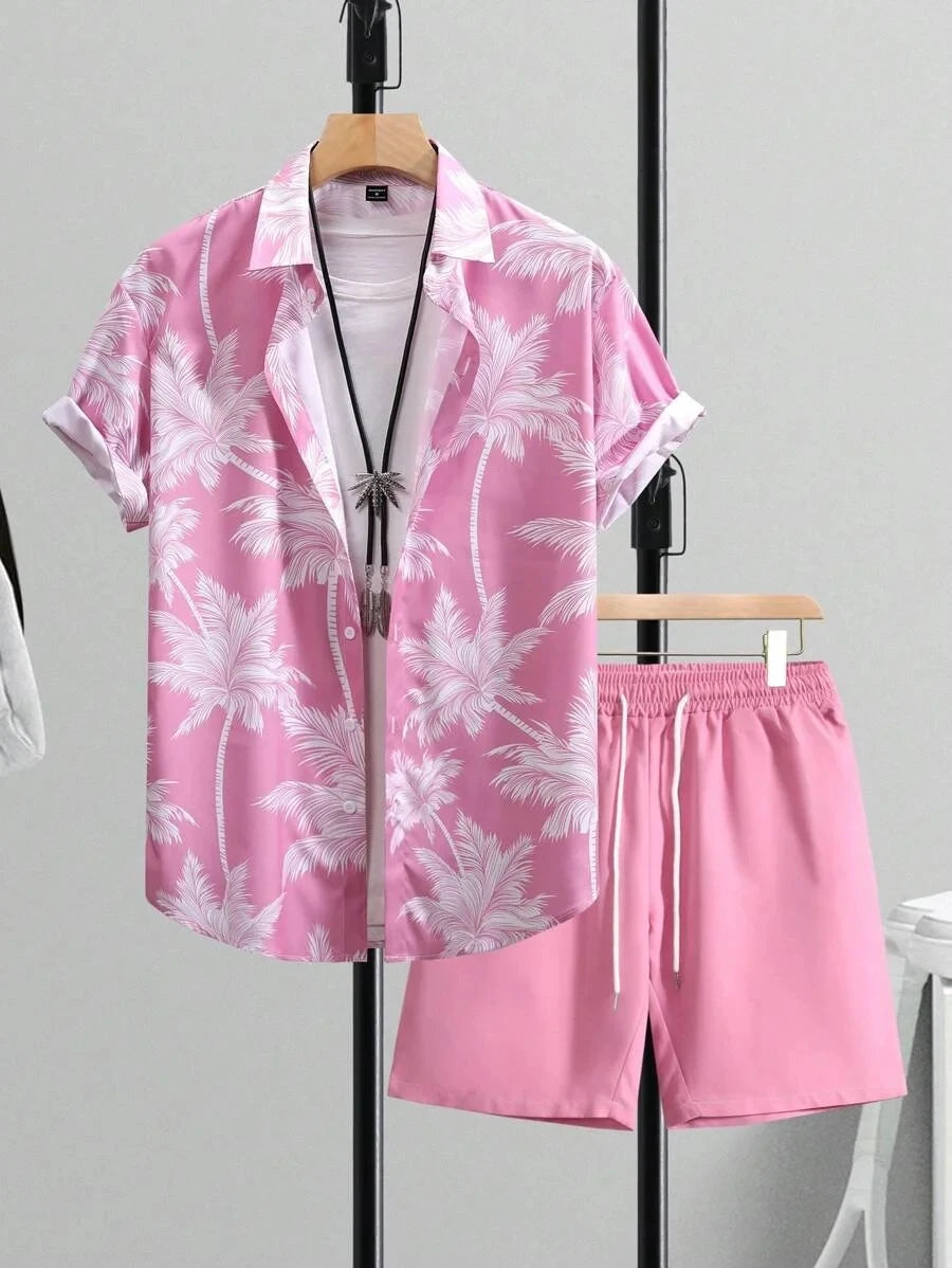 Completo uomo 2024 con stampa patchwork, risvolto, maniche corte, camicia casual, pantaloncini da spiaggia, abbigliamento streetwear estivo, vacanze, completo hawaiano, taglie S-5XL.