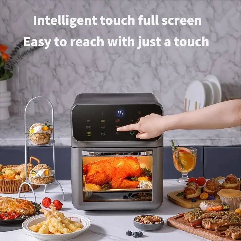 Friggitrice ad aria elettrica di grande capacità da 10 litri, automatica, senza olio, per uso domestico e da cucina, forno a convezione a 360°, friggitrice senza olio