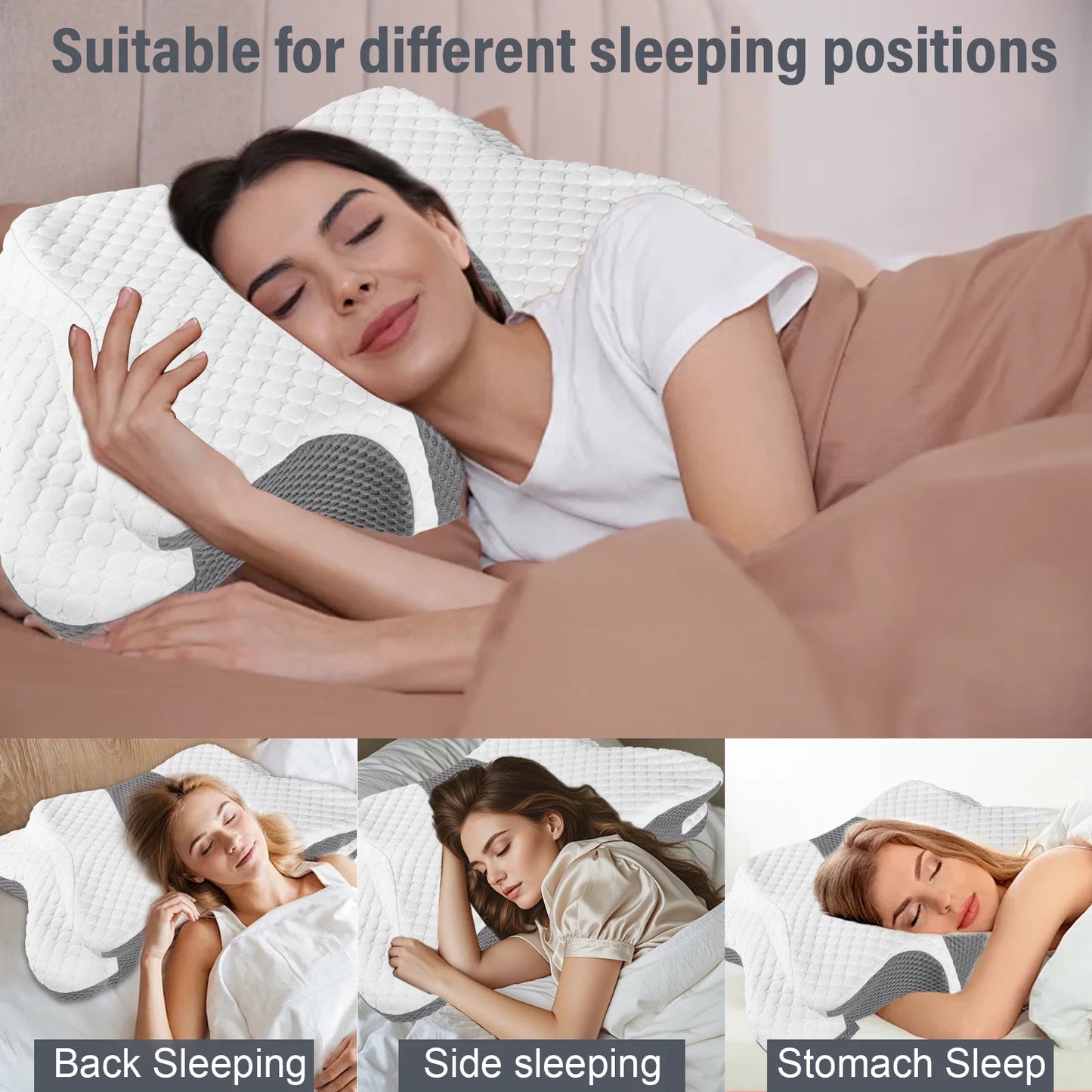 Butterfly Memory Foam Pillow Ergonomic Orthopedic Neck Pillow for Pain Relief Cervical Support Shoulder Head Pillow with Cover