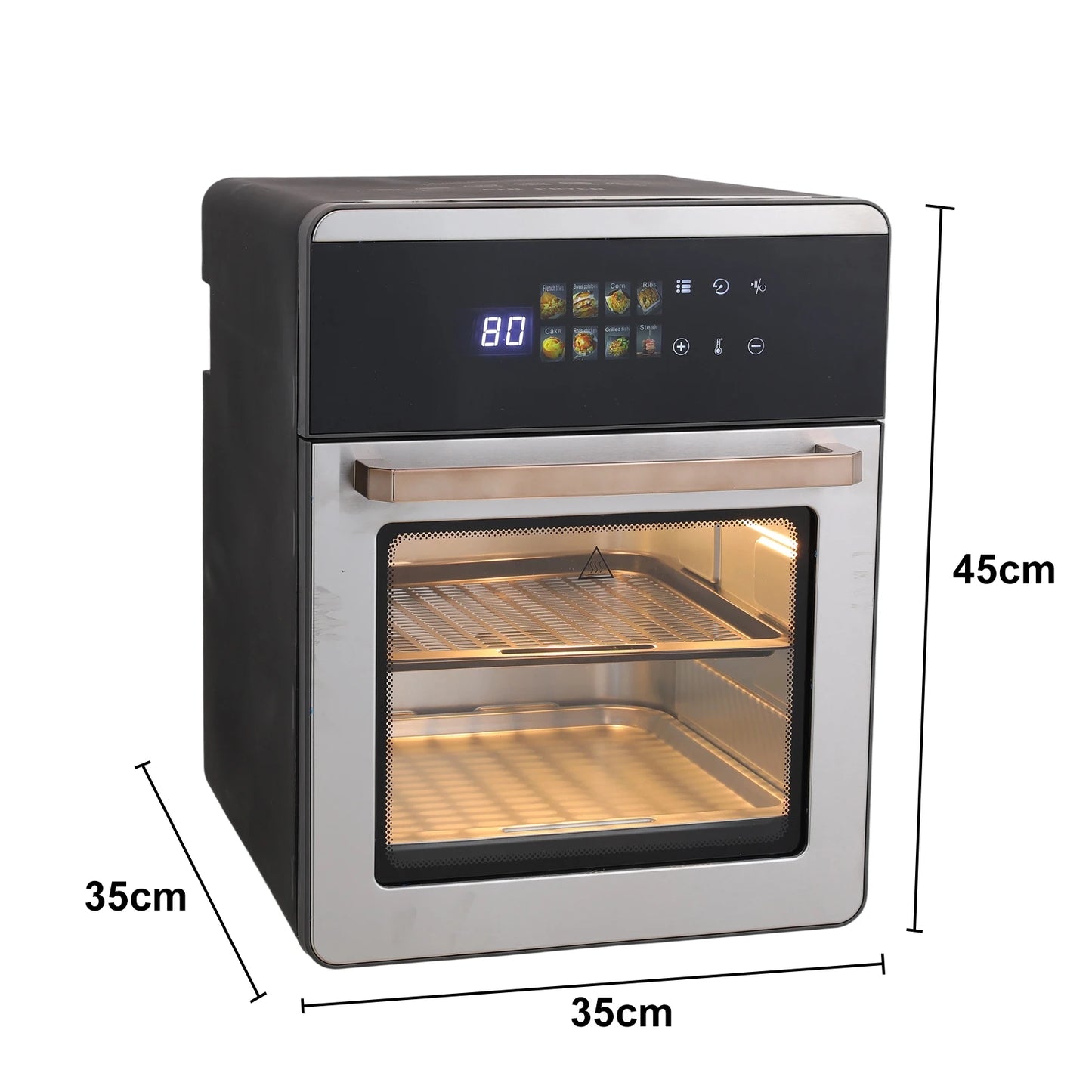 Forno friggitrice ad aria da 16 litri, 1800 W con circolazione dell'aria calda a 360°, touchscreen digitale per cottura senza olio, formato famiglia