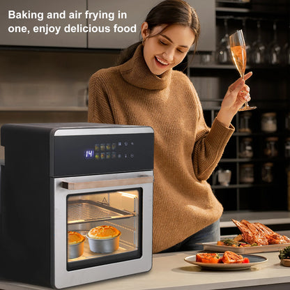 Forno friggitrice ad aria da 16 litri, 1800 W con circolazione dell'aria calda a 360°, touchscreen digitale per cottura senza olio, formato famiglia