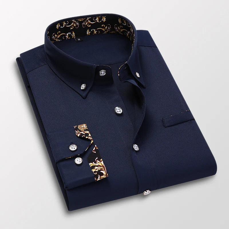 Abbigliamento maschile Arrivo Uomo Camicia Moda Casual Manica Lunga Abito Maschile Social Business Marchio Camicia Morbida Sarchiatura Camicie Bianche