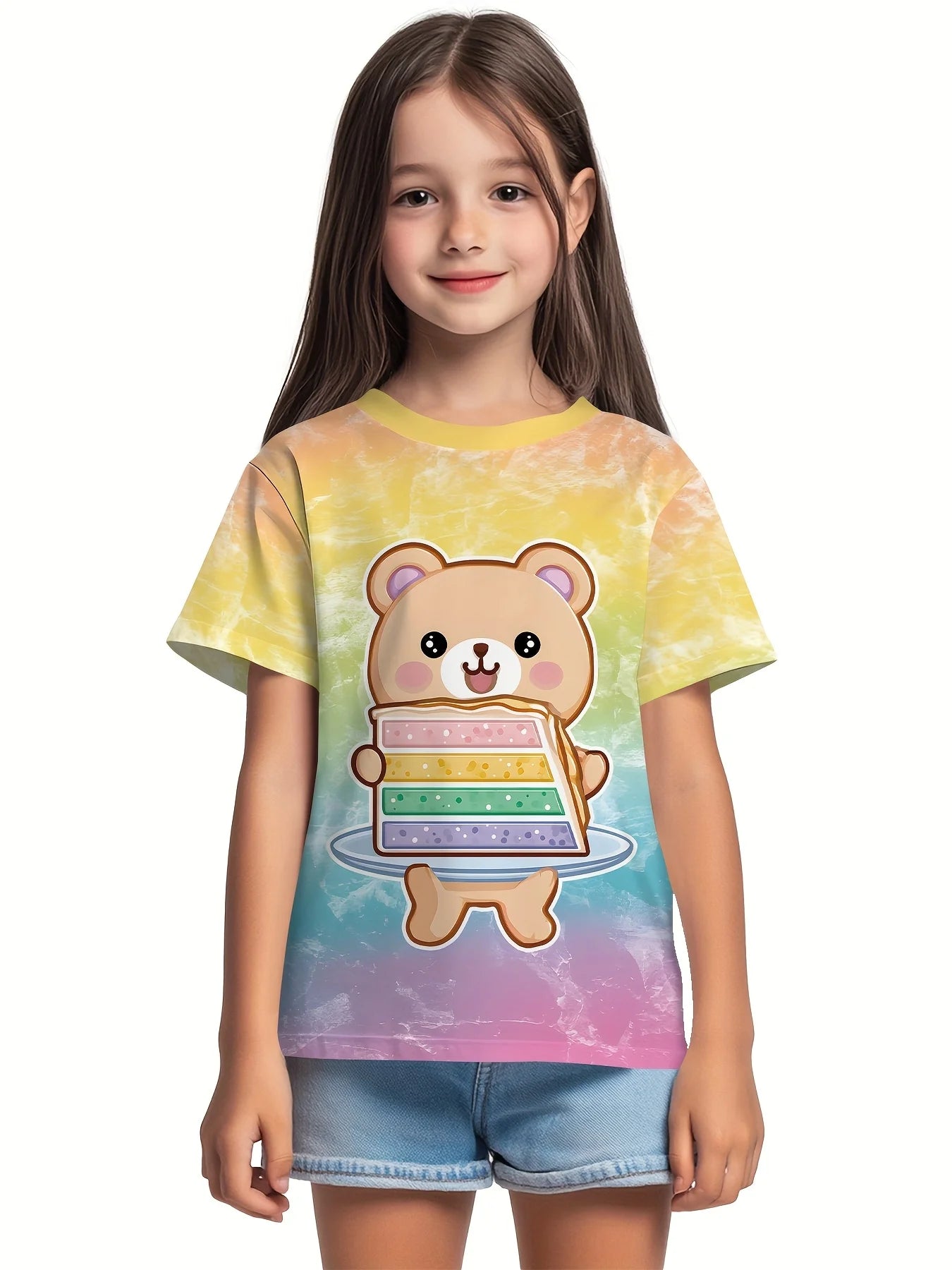T-shirt a maniche corte con scollo rotondo da ragazza, modello coreano, vestibilità ampia, casual e versatile, estate 2025.