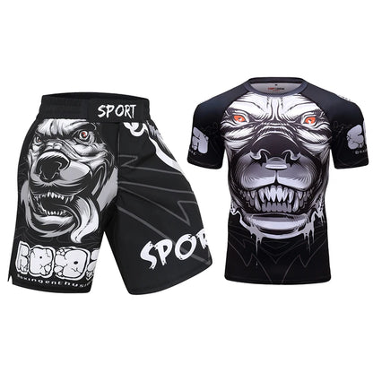 Completo sportivo da uomo Cody Lundin con stampa 3D, ideale per MMA, Jiu-jitsu, kickboxing, allenamento fitness e abbigliamento sportivo.