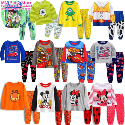 Nuovi set di pigiami per bambini primavera autunno, abbigliamento per ragazzi, pigiami di Lightyear, set di Cars, pigiami di cotone per ragazze di Minnie e Tigger.