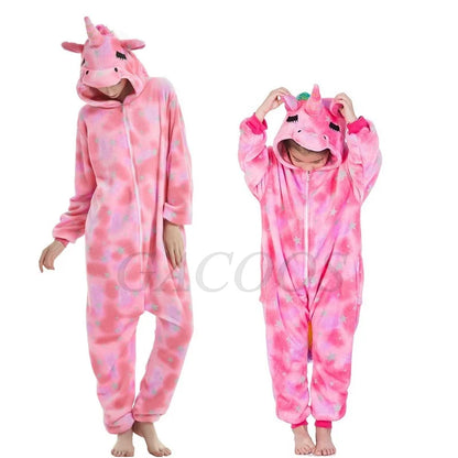 Set di pigiami Kigurumi per bambini e bambine, pigiami panda unicorno per donne, pigiami pigiama tutina gatto per adulti, pigiami invernali caldi per bambini