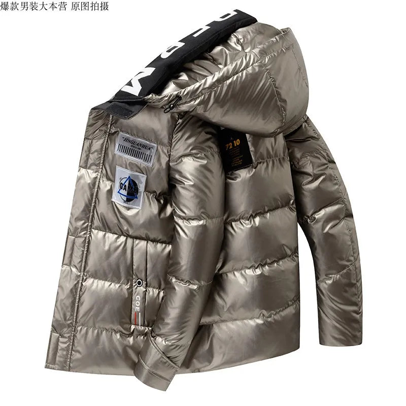 Men Parka Cotton Padded Winter Jacket Coat Mens Warm Jackets Male Printed Stand Collar Zipper Coats Teenagers Down Parkas