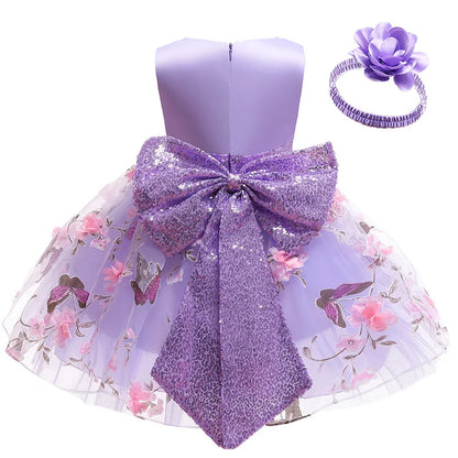 Vestito da bambina con fiori e farfalle, 1 2 3 4 5 anni, estivo, in rete, ricamato, piccolo abito da principessa, regalo per feste di Natale, abbigliamento per bambini