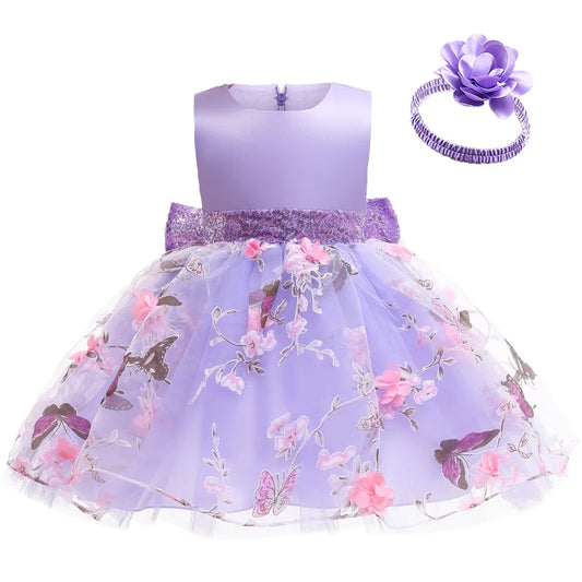Vestito da bambina con fiori e farfalle, 1 2 3 4 5 anni, estivo, in rete, ricamato, piccolo abito da principessa, regalo per feste di Natale, abbigliamento per bambini