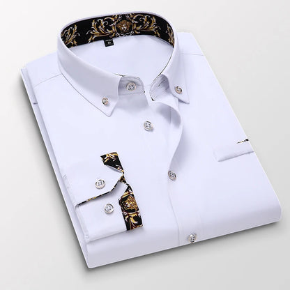 Abbigliamento maschile Arrivo Uomo Camicia Moda Casual Manica Lunga Abito Maschile Social Business Marchio Camicia Morbida Sarchiatura Camicie Bianche