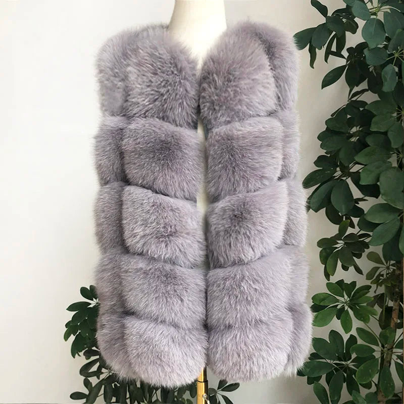 Gilet in vera pelliccia di volpe di alta qualità da donna, 100% vera pelliccia naturale, giacca in vera pelliccia alla moda 2019, cappotto in vera pelle