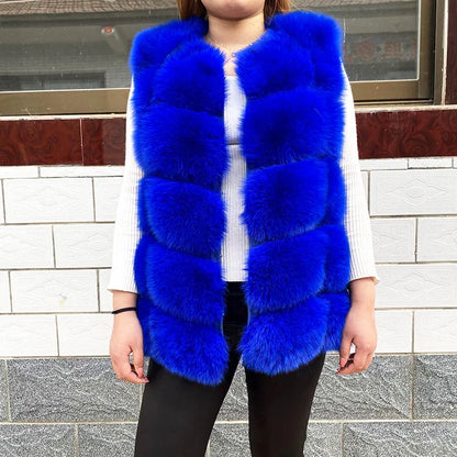 Gilet in vera pelliccia di volpe di alta qualità da donna, 100% vera pelliccia naturale, giacca in vera pelliccia alla moda 2019, cappotto in vera pelle