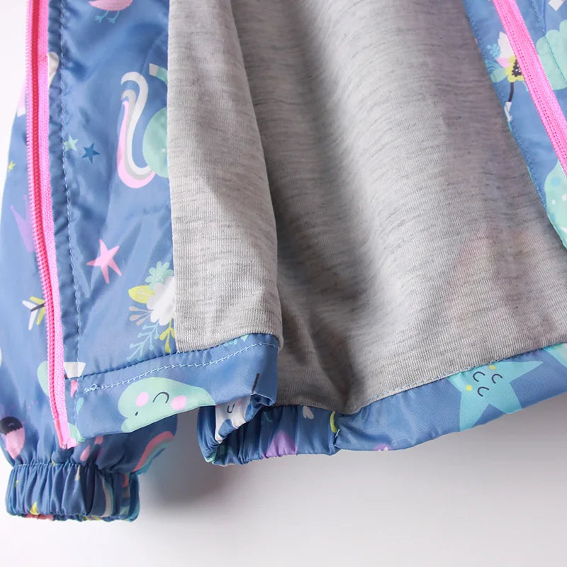Giacca primaverile per bambine, cappotti con cappuccio, motivo unicorno arcobaleno, abbigliamento per bambine, capospalla, giacca a vento per bambini, giacche autunnali per bambine.