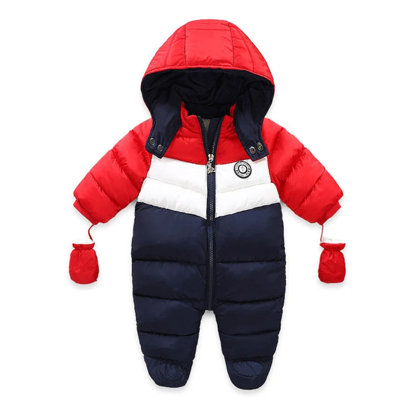 Tuta da neve per neonati IYEAL, cappotto invernale per bambini, fodera calda, tuta con cappuccio e cerniera, tuta imbottita in piuma d'anatra per bambini e bambine.