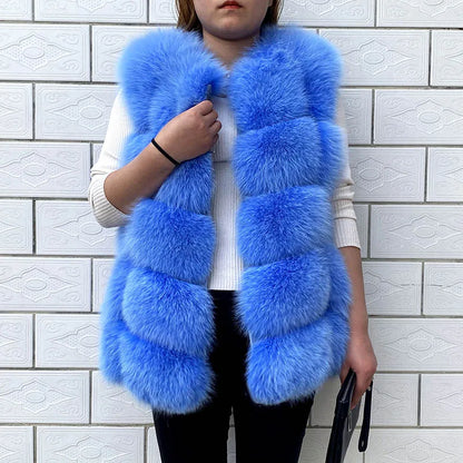 Gilet in vera pelliccia di volpe di alta qualità da donna, 100% vera pelliccia naturale, giacca in vera pelliccia alla moda 2019, cappotto in vera pelle