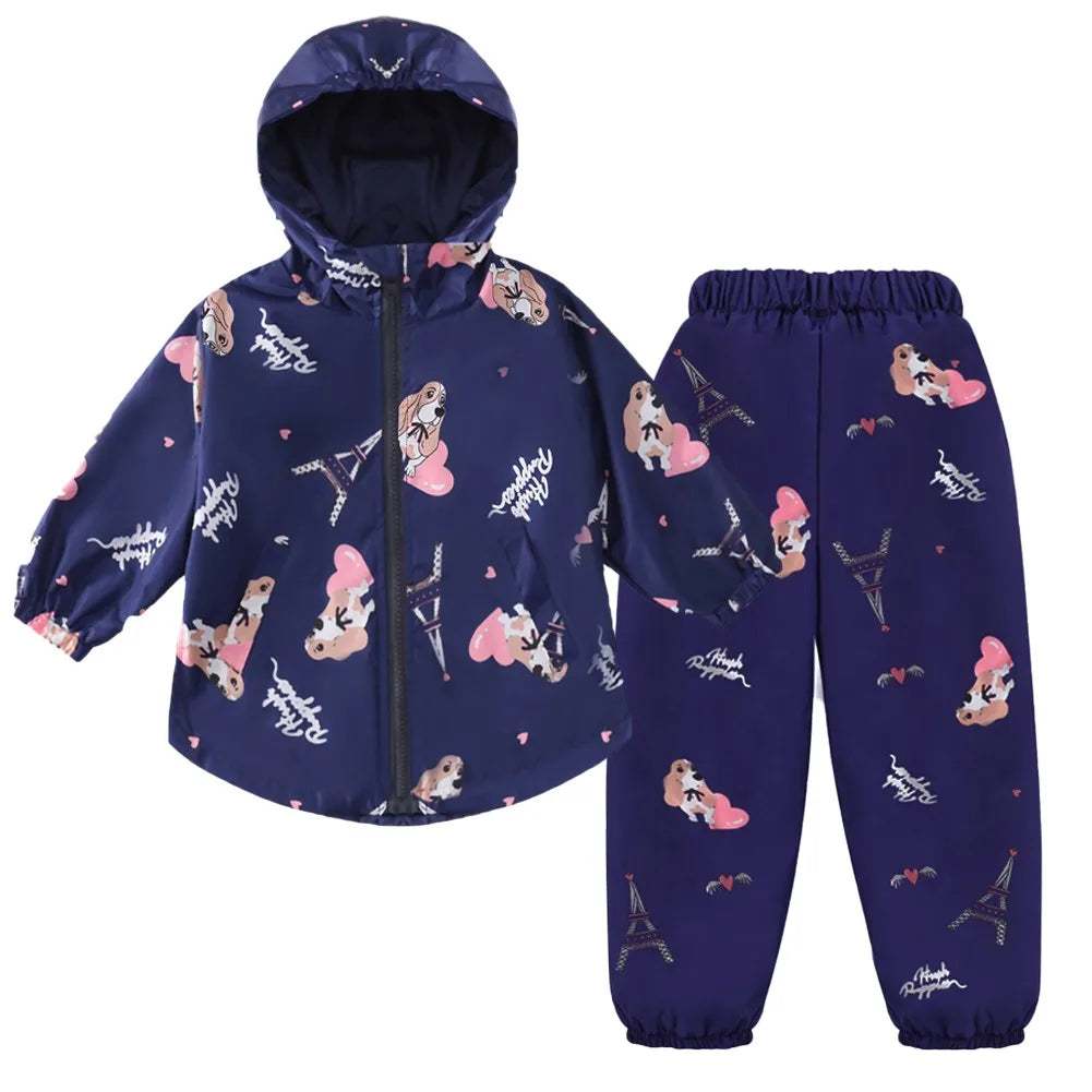 LZH Set di abbigliamento per bambini Autunno Inverno Bambina Vestiti per neonate Giacca impermeabile + pantaloni Completo sportivo per bambini