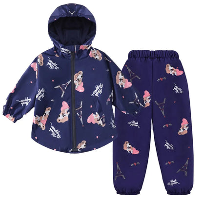 LZH Set di abbigliamento per bambini Autunno Inverno Bambina Vestiti per neonate Giacca impermeabile + pantaloni Completo sportivo per bambini
