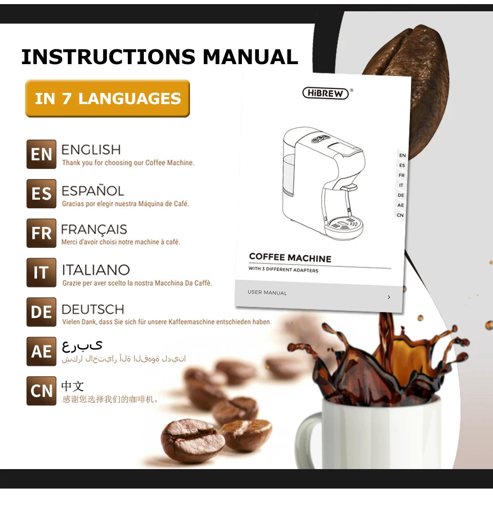 Macchina per caffè HiBREW 19 bar 4 in 1 calda e fredda capsule multiple espresso Cafetera Pod Coffee Maker Dolce Milk Nexpresso Powder H1A