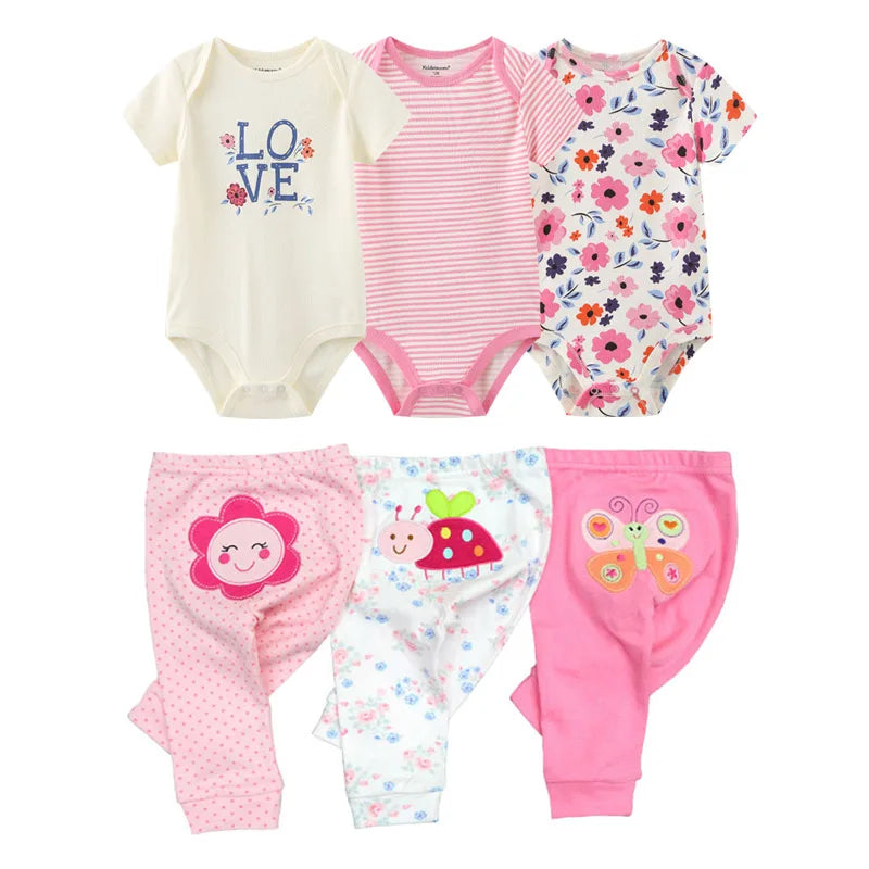 Abbigliamento unisex per neonati in cotone, 6/9/10 pezzi, body e pantaloni, maniche corte, per neonati maschietti.
