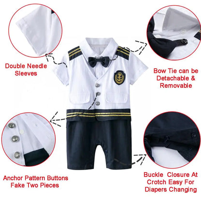 Costume da capitano per neonati, tutina da Halloween/Carnevale/Cosplay per bambini, abito da capitano/marinaio per bambini piccoli