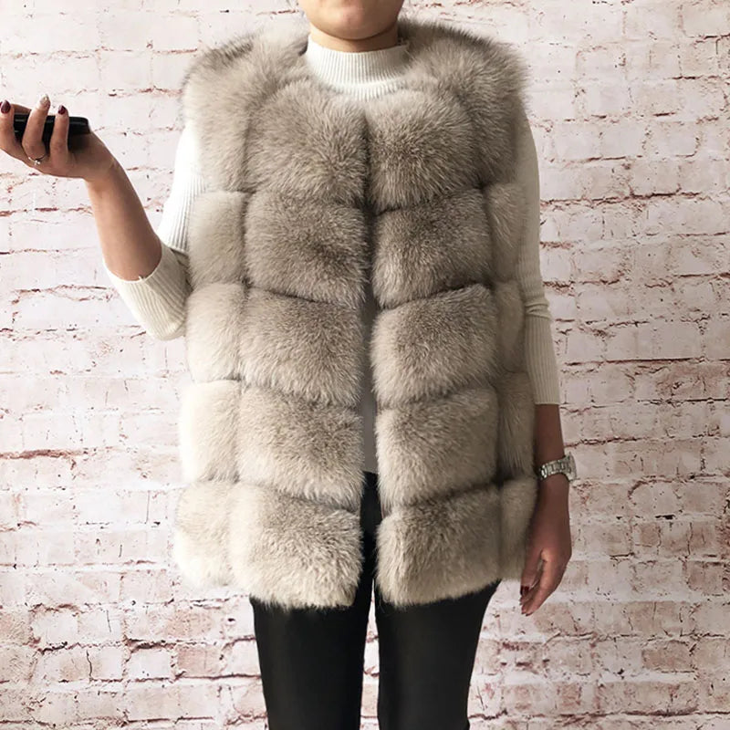 Gilet in vera pelliccia di volpe di alta qualità da donna, 100% vera pelliccia naturale, giacca in vera pelliccia alla moda 2019, cappotto in vera pelle
