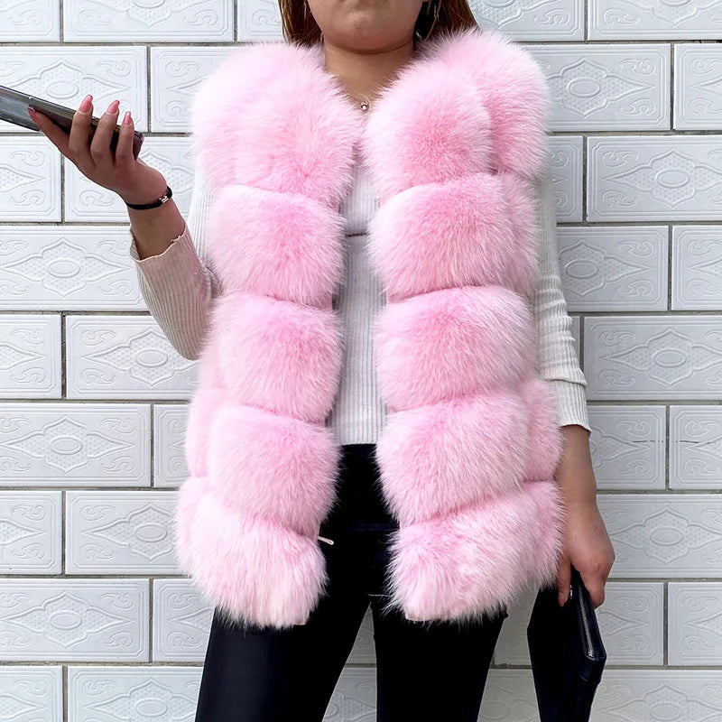 Gilet in vera pelliccia di volpe di alta qualità da donna, 100% vera pelliccia naturale, giacca in vera pelliccia alla moda 2019, cappotto in vera pelle