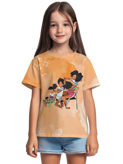 T-shirt a maniche corte con scollo rotondo da ragazza, modello coreano, vestibilità ampia, casual e versatile, estate 2025.