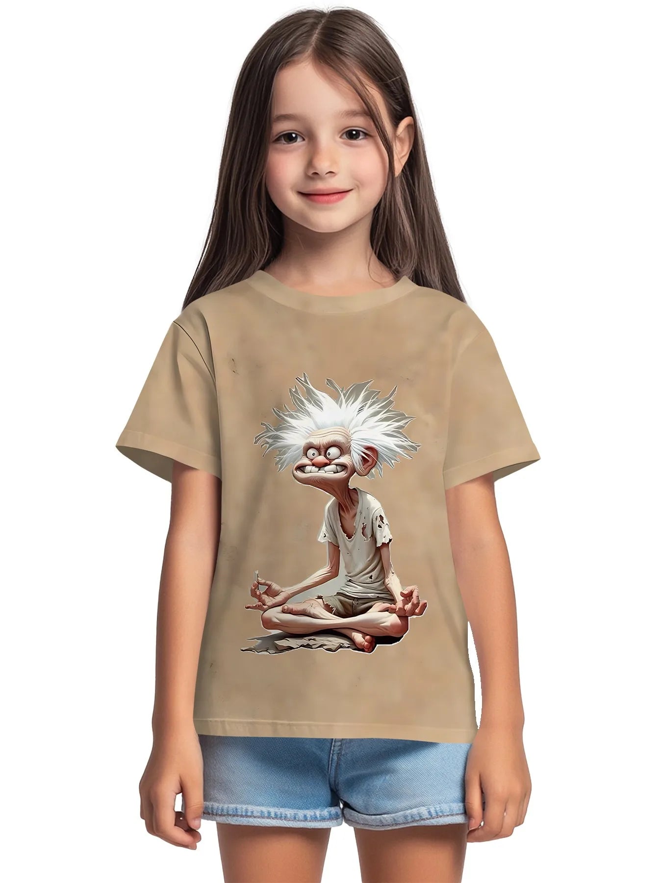 T-shirt a maniche corte con scollo rotondo da ragazza, modello coreano, vestibilità ampia, casual e versatile, estate 2025.