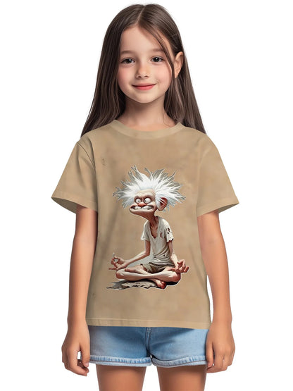 T-shirt a maniche corte con scollo rotondo da ragazza, modello coreano, vestibilità ampia, casual e versatile, estate 2025.