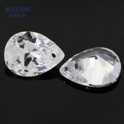 Pietra di zirconia cubica bianca brillante a foro singolo AAAAA a forma di pera per la creazione di gioielli 4x6~15x20mm Perline di CZ sciolte di alta qualità