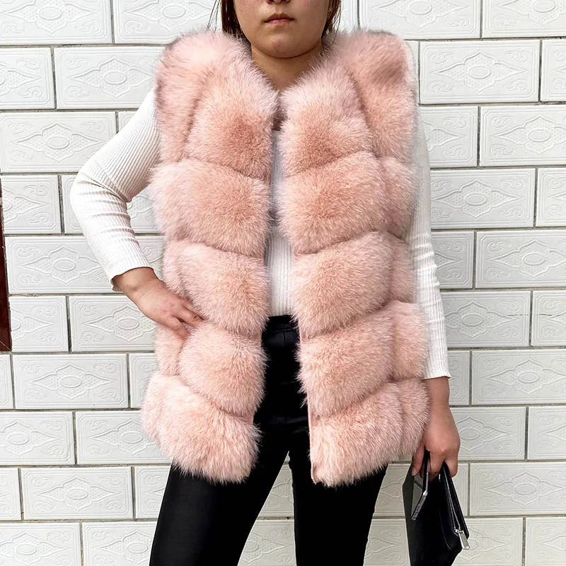 Gilet in vera pelliccia di volpe di alta qualità da donna, 100% vera pelliccia naturale, giacca in vera pelliccia alla moda 2019, cappotto in vera pelle