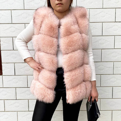 Gilet in vera pelliccia di volpe di alta qualità da donna, 100% vera pelliccia naturale, giacca in vera pelliccia alla moda 2019, cappotto in vera pelle
