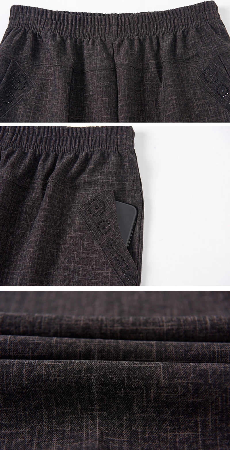 Pantaloni dritti da mamma taglie forti, larghi, elasticizzati, pantaloni elasticizzati per donne di mezza età, pantaloni autunno/inverno, pantaloni da donna