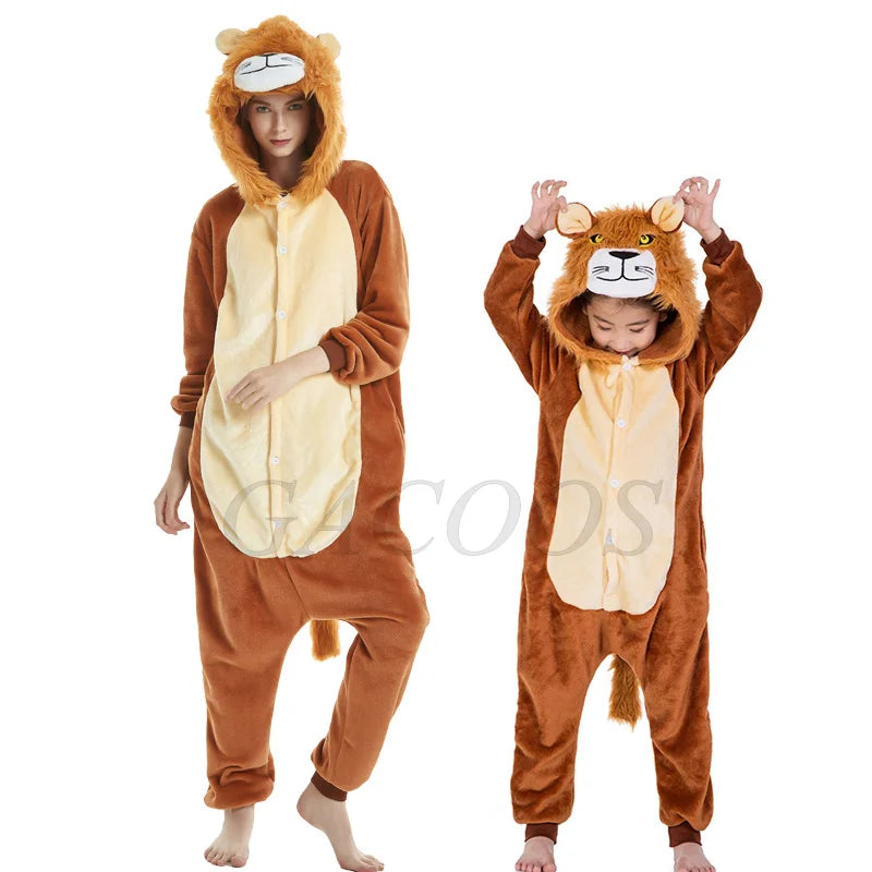 Set di pigiami Kigurumi per bambini e bambine, pigiami panda unicorno per donne, pigiami pigiama tutina gatto per adulti, pigiami invernali caldi per bambini