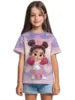T-shirt a maniche corte con scollo rotondo da ragazza, modello coreano, vestibilità ampia, casual e versatile, estate 2025.