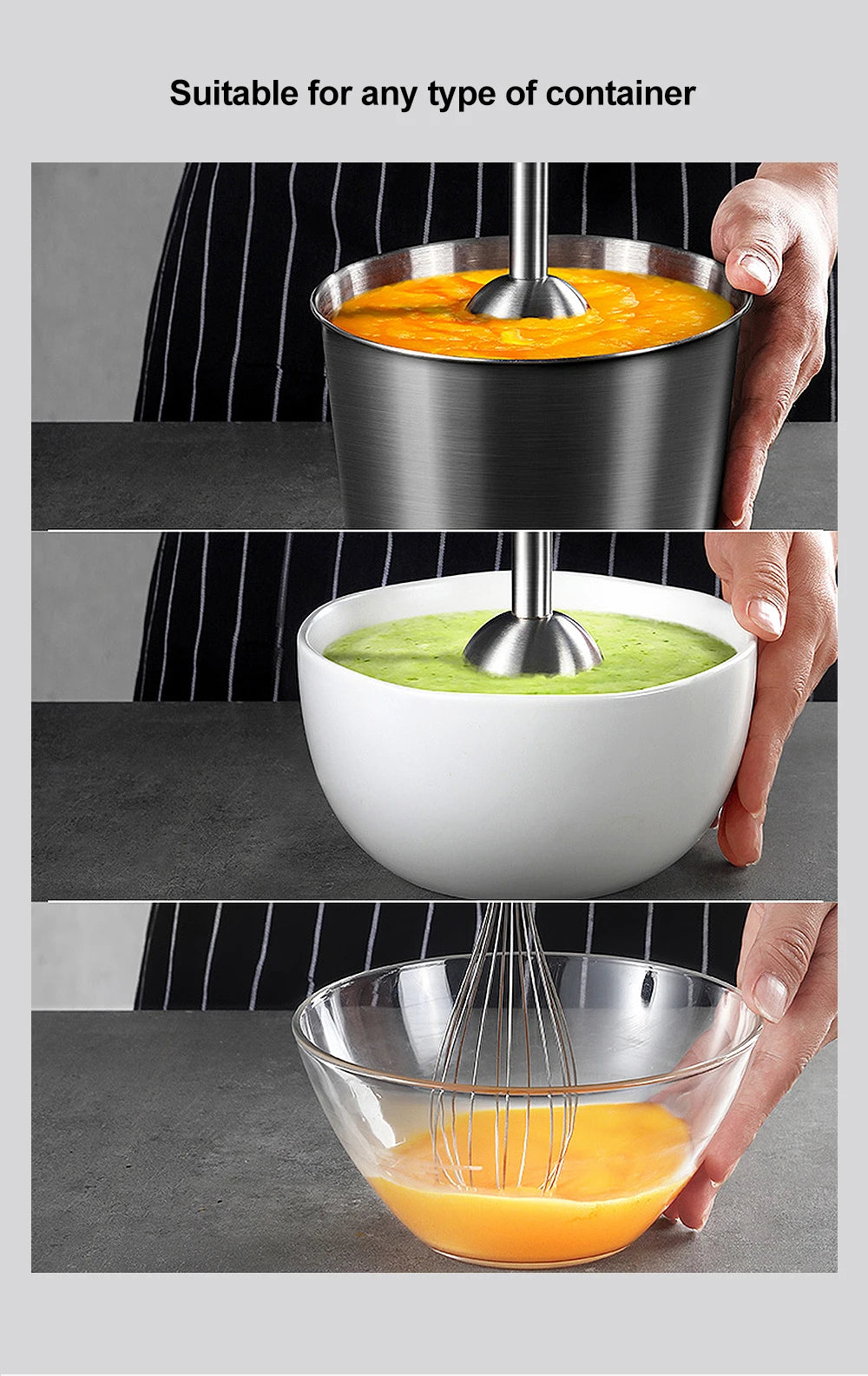 Frullatore a immersione BioloMix 4 in 1 ad alta potenza da 1200 W, con tritatutto e bicchiere per frullati, lame per ghiaccio in acciaio inossidabile