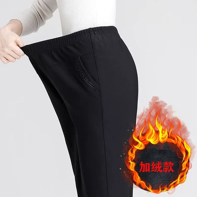 Plus Size Mother's Straight Trousers Loose High Elastic Elastic Pants Middle-aged Women Autumn Winter Pants Female Trousers