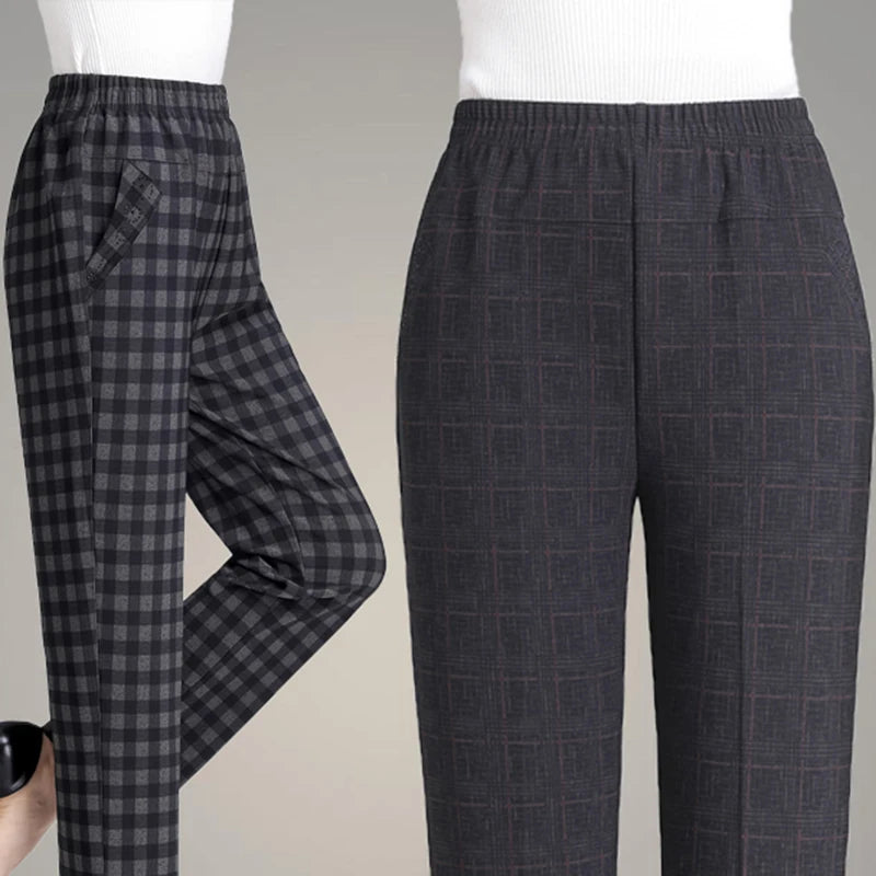 Plus Size Mother's Straight Trousers Loose High Elastic Elastic Pants Middle-aged Women Autumn Winter Pants Female Trousers