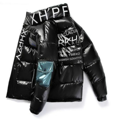 Men Parka Cotton Padded Winter Jacket Coat Mens Warm Jackets Male Printed Stand Collar Zipper Coats Teenagers Down Parkas