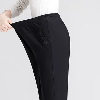 Pantaloni dritti da mamma taglie forti, larghi, elasticizzati, pantaloni elasticizzati per donne di mezza età, pantaloni autunno/inverno, pantaloni da donna