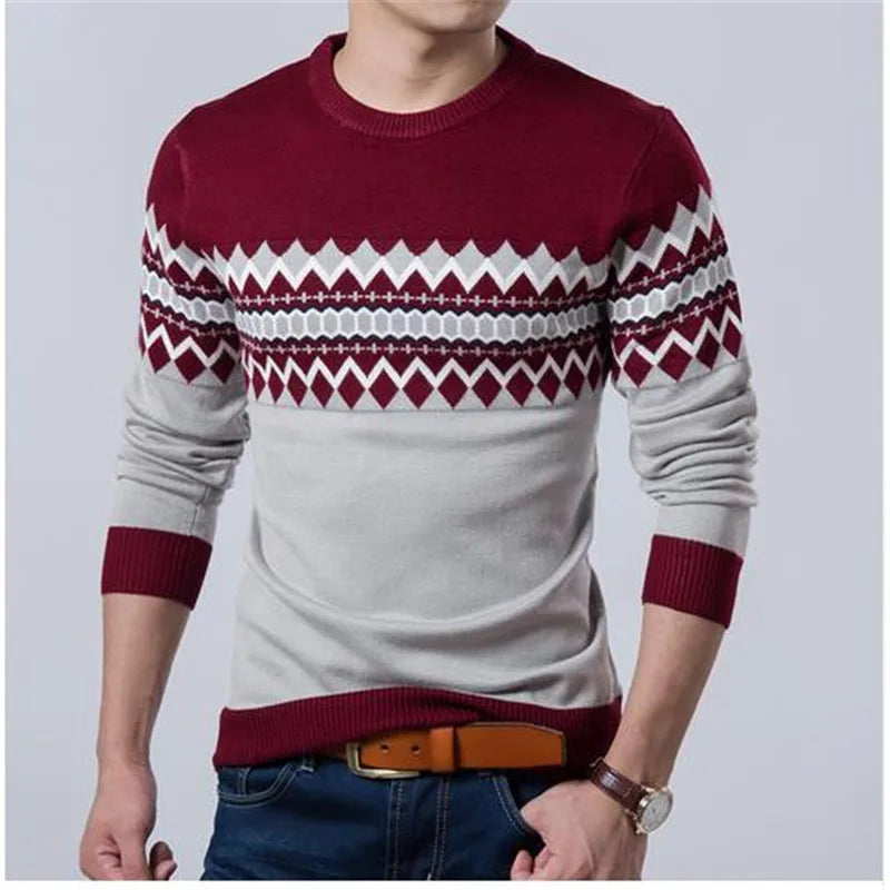 Maglioni a collo alto da uomo, autunno/inverno, alla moda, casual, slim fit, a righe, in maglia.