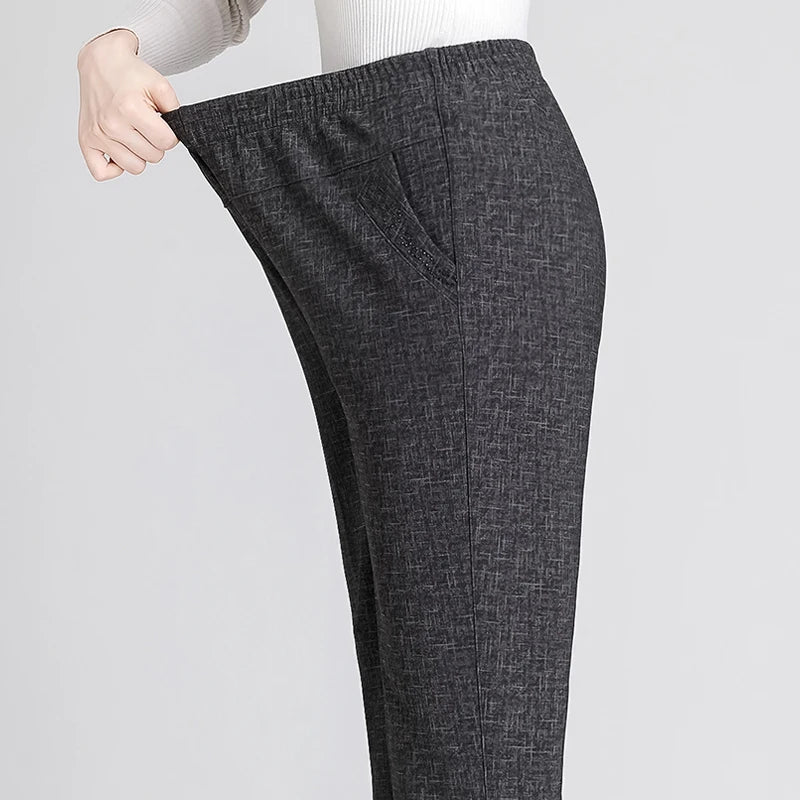 Plus Size Mother's Straight Trousers Loose High Elastic Elastic Pants Middle-aged Women Autumn Winter Pants Female Trousers